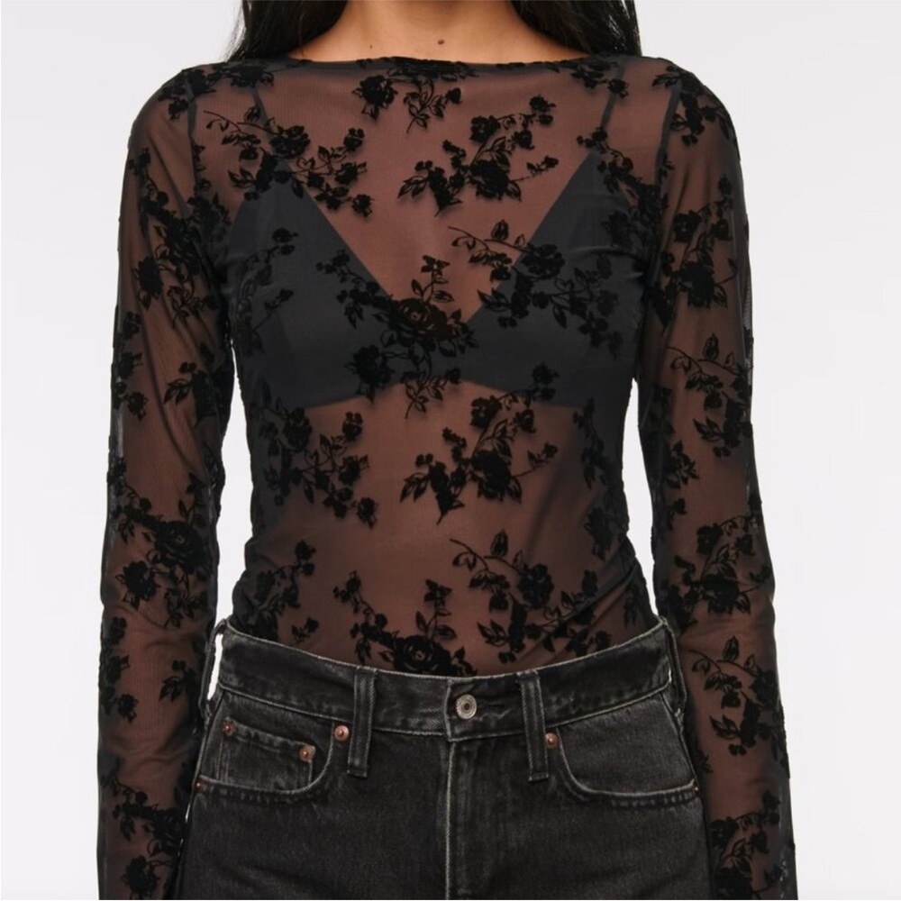 Abercrombie & Fitch Black Floral Blouse